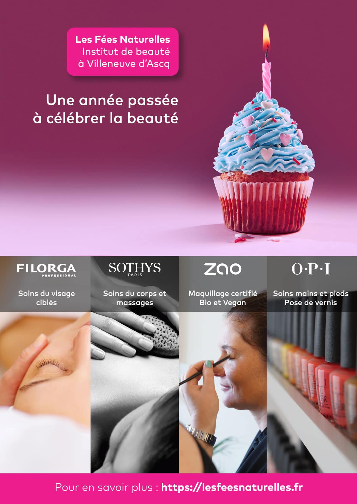Flyer de l'anniversaire de l'institut de beauté à Villeneuve d'Ascq - Recto